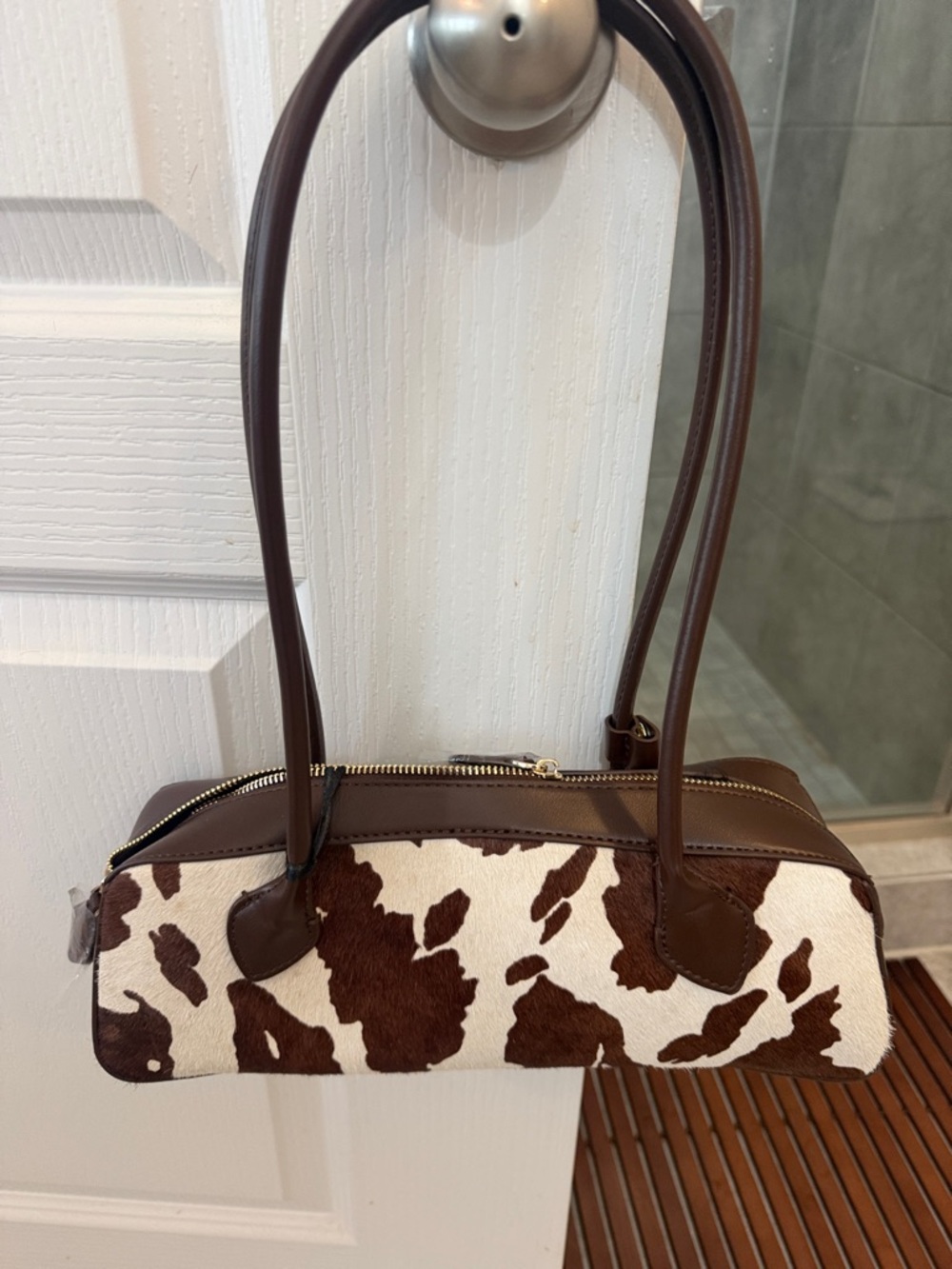 House of Harlow 1960 Brown and White Cowhide Shoulder Bag, Never Used